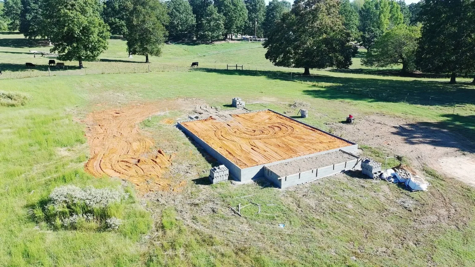 Foundation construction site from drone