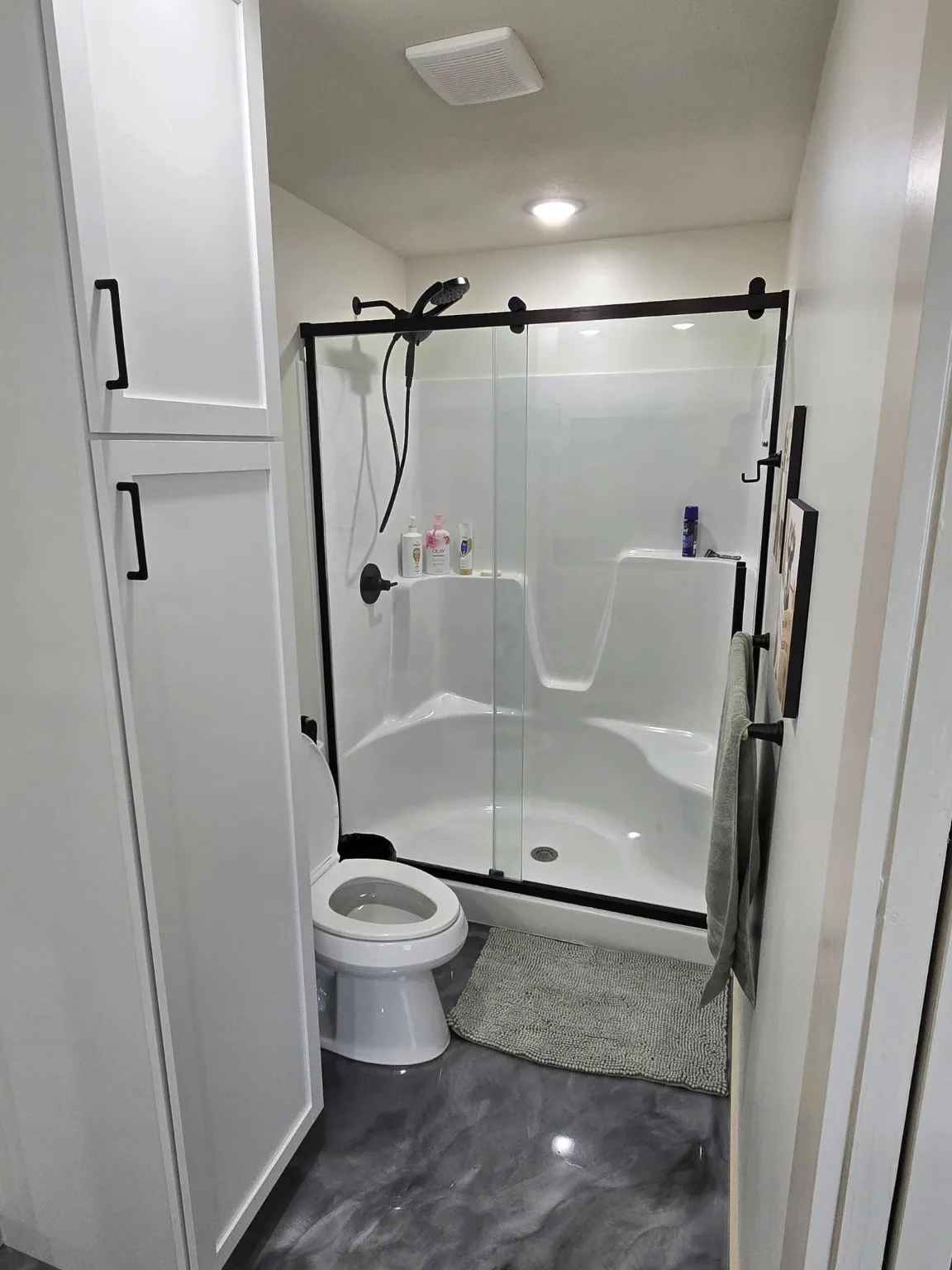 Finished shower in completed custom home