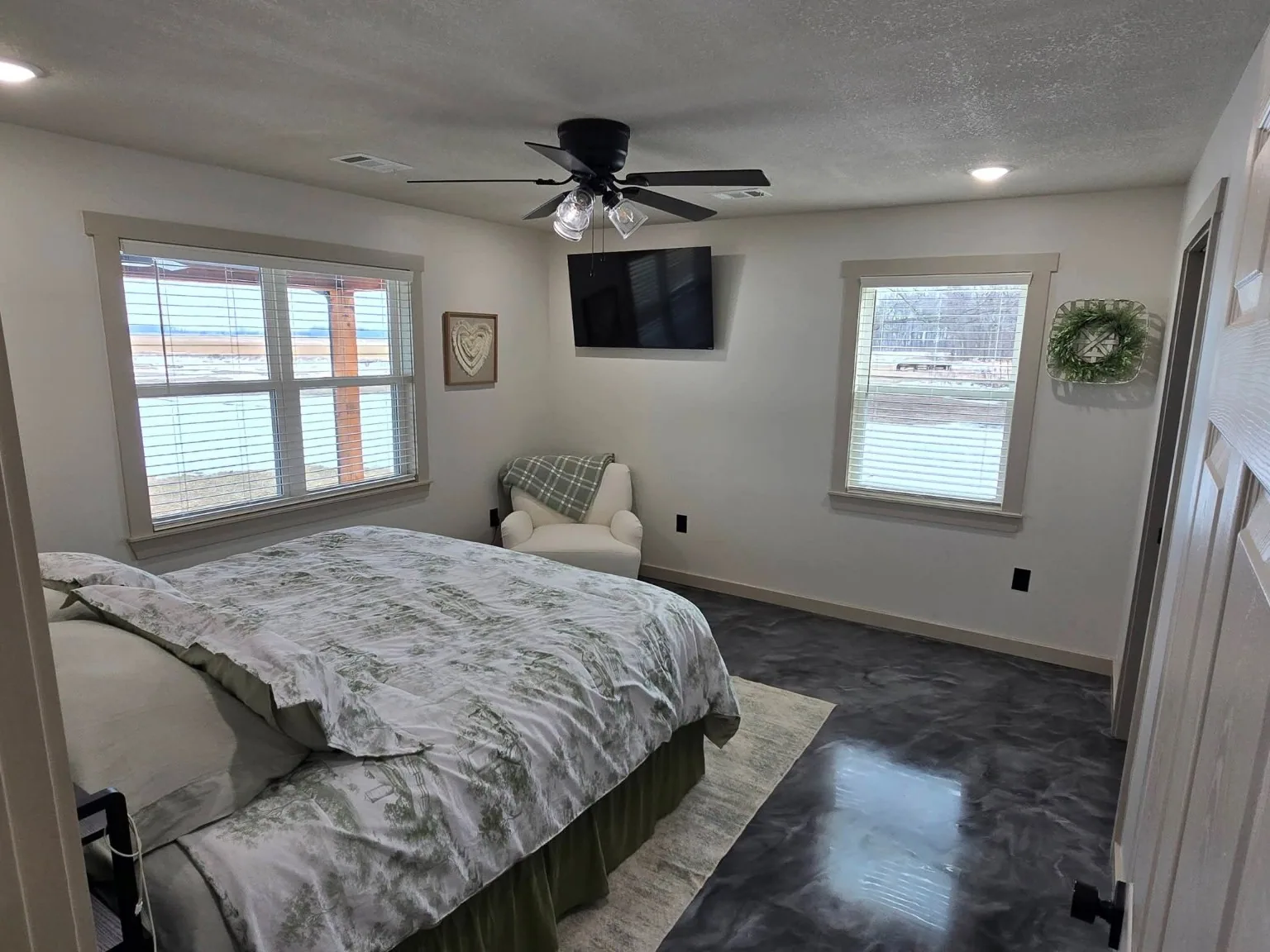 Primary bedroom in completed country home