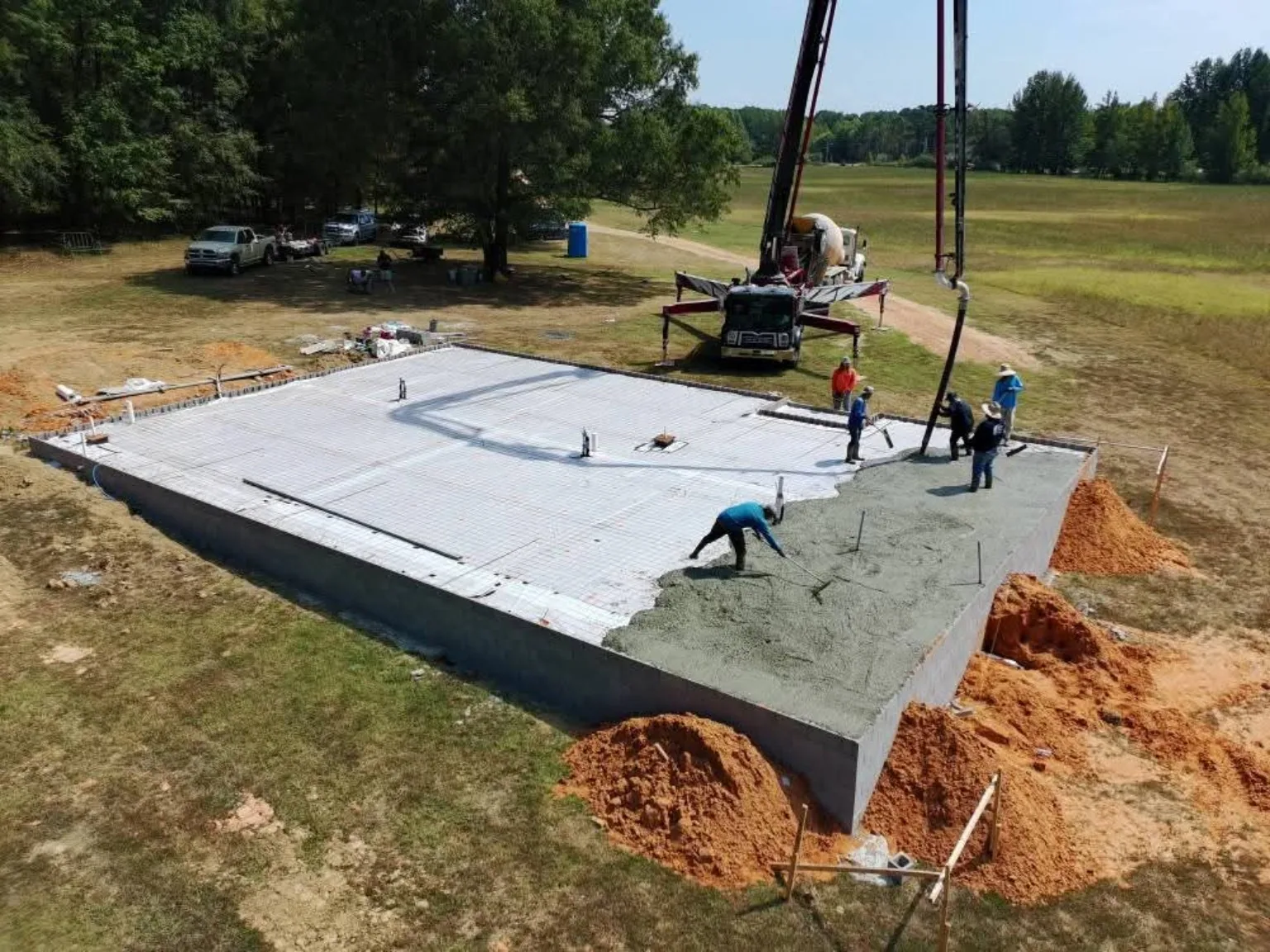Home foundation slab pour underway