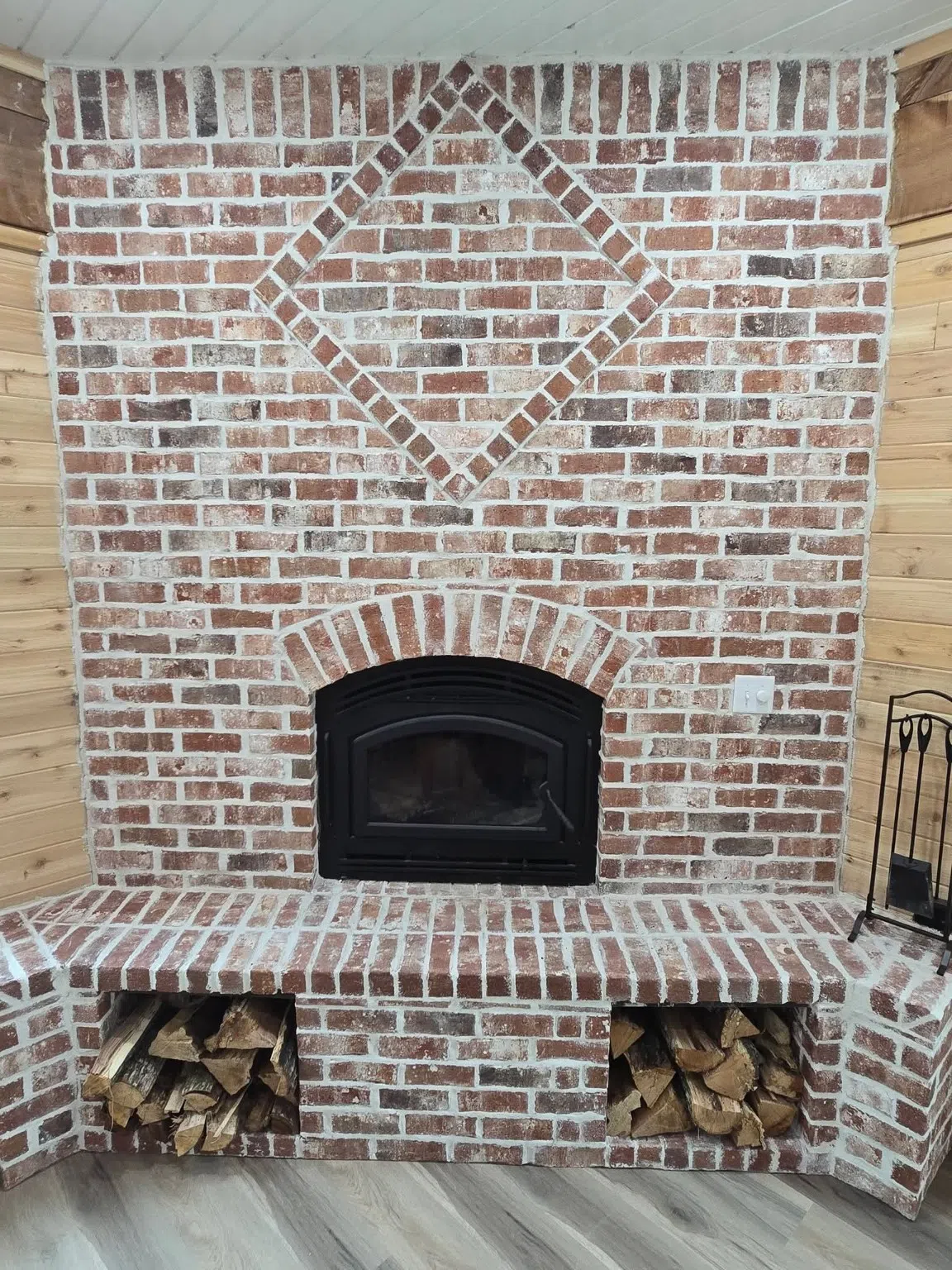 Custom brick fireplace and indoor entertaining