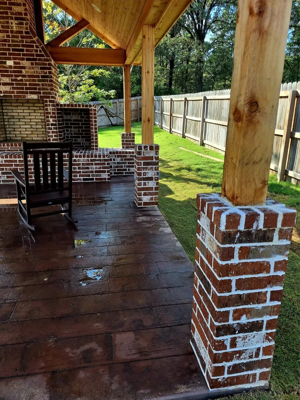 Cedar pavilion floor and brickwork details