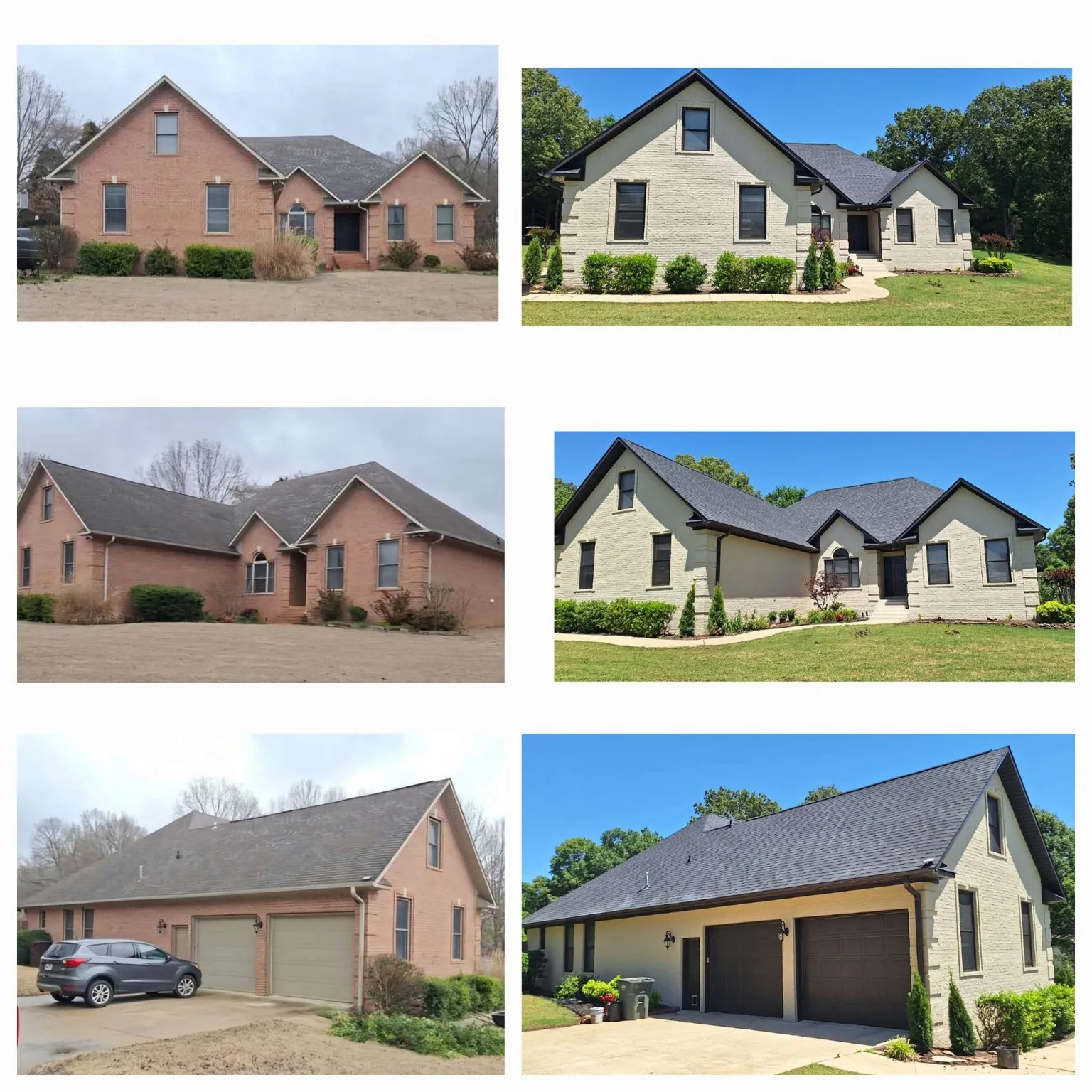 Brick exterior painting before and after