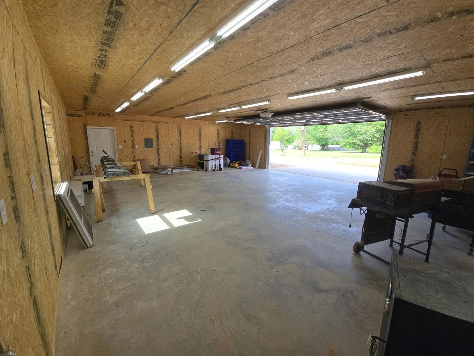 Finished workshop interior with wide opening